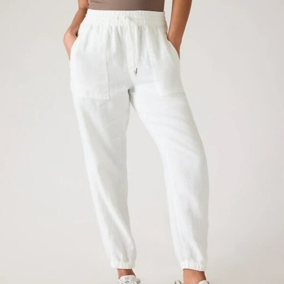 Athleta Pants - Athleta White Linen Retreat Jogger Pants